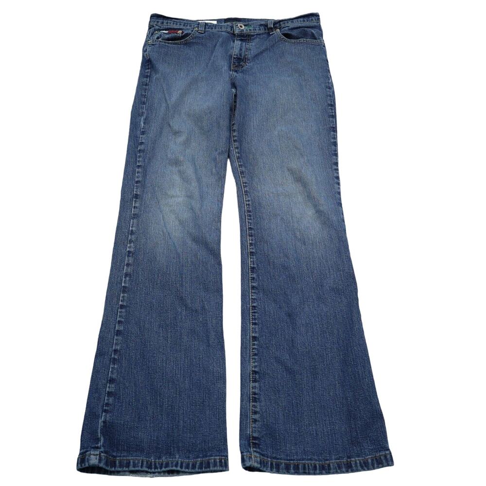 Tommy Jeans Pants Womens 13 Blue Mid Rise 5 Pocket Design Flare Leg Bottoms